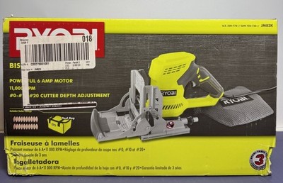 [10957-5] RYOBI JM83K: 6-Amp AC Biscuit Joiner Kit with Dust Collector and Bag