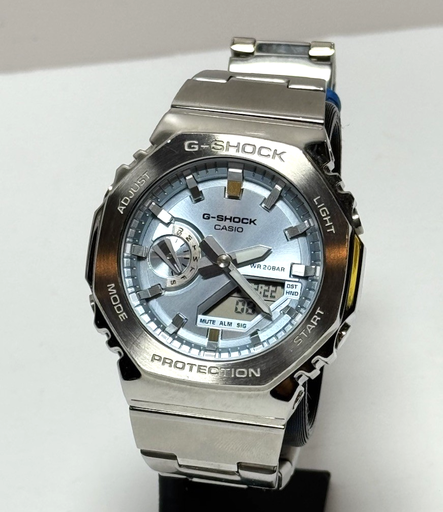 [10563-1] Casio G Shock GM2110D-2A metal G-Steel Men watch blue dial 49MM -Excellent